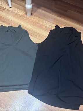 Women’s Sleeveless Mock Neck Tank Top - Black and Olive